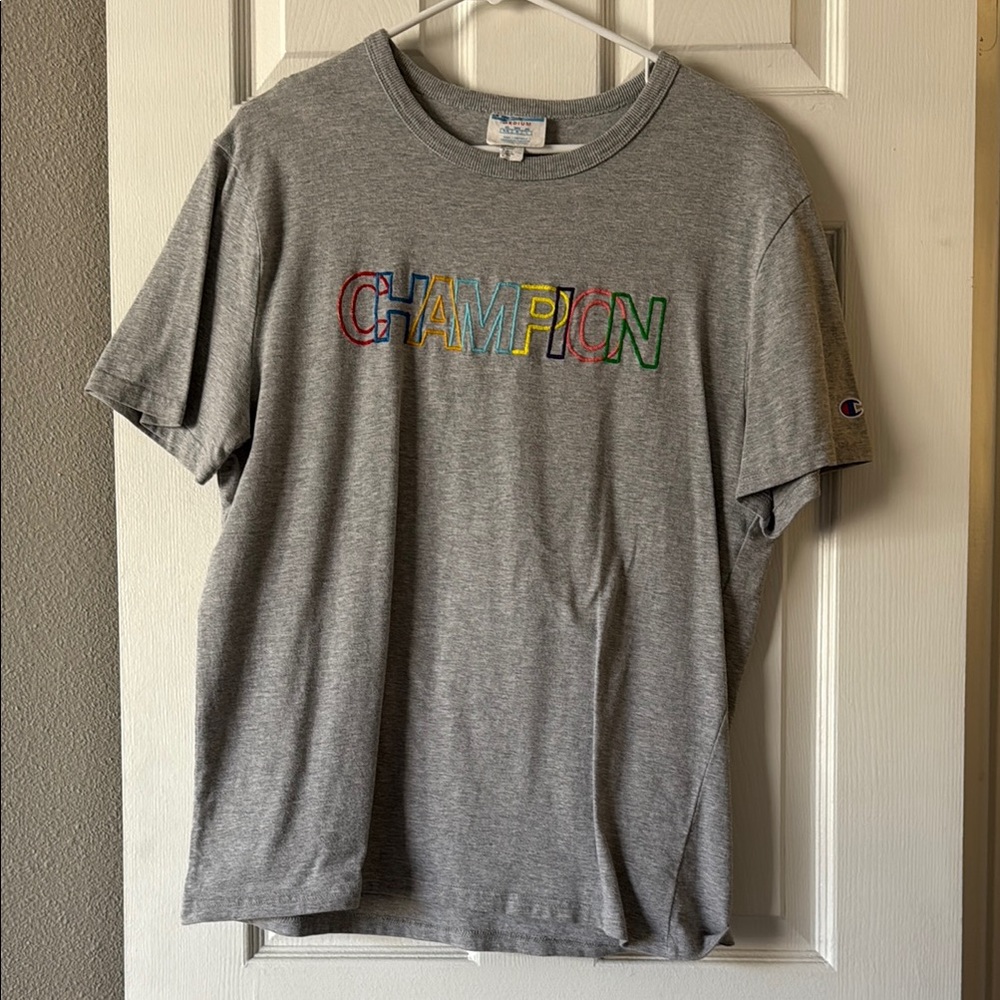 Champion Gray T-Shirt with Multicolor Logo